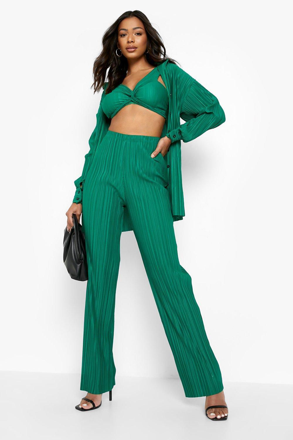 Emerald green wide leg pants sale